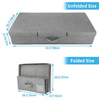2 Pack 48L Under Bed Storage Containers, 6 Inches Tall Foldable Underbed Clothes Storage with Lids&3 Handles, 31.5 x 15.7 x 6 inches Low Profile Stackable Bins Box for Bedroom Blankets Clothes Shoes