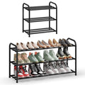 SONGMICS Expandable Shoe Rack, Adjustable Shoe Organizer Storage Shelf, Sturdy and Heavy-Duty, for Closet, Entryway, Living Room, 3-Tier, Ink Black ULMR036BD01 - size: 3 Tiers (18.8"H)