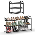 SONGMICS Expandable Shoe Rack, Adjustable Shoe Organizer Storage Shelf, Sturdy and Heavy-Duty, for Closet, Entryway, Living Room, 3-Tier, Ink Black ULMR036BD01 - size: 3 Tiers (18.8"H)