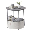 SONGMICS HOME Small Side Table, Round End Table, 2 Tier Nightstand with Basket, U Shaped Steel Legs, Easy Assembly, for Living Room, Bedroom, Gray and White - color: Gray + White, size: 1 pack