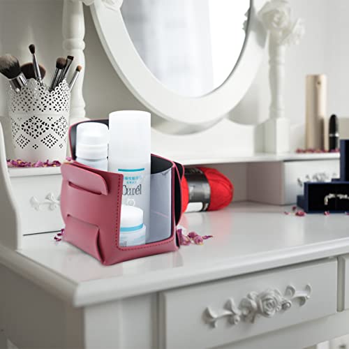 Valet Tray, Key Bowl for Entryway Table with Transparent Window, Small Decorative Holder Basket for Keys, Watches, Coins, Catchall Storage Organizer for Nightstand, Dresser, Red/Black - color: Red