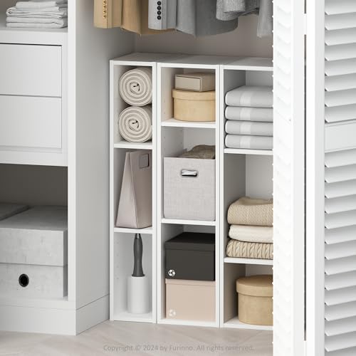Furinno Reed 3-Tier Closet Organizers and Storage, Closet Organizer, Open Shelf Closet Storage, for Wardrobe, Bedroom, Living Room, 6-Inch Width, White - color: White, size: 3-Tier; 5.9" W