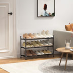 Uneviesyka Expandable Shoe Rack, 3 Tier Shoe Rack for Closet, Stackable Adjustable Standing Metal Shoe Shelf Organizer Storage, Small Shoe Racks for Front Door Entrance、Entryway(Black) - size: 3 Tier