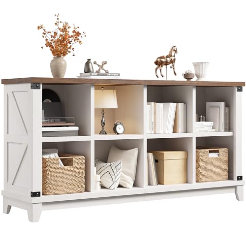 EnHomee 8 Cube Storage Organizer, Cube Organizer with Storage, Book Shelf for Home and Office, White, Wood - color: White, size: 8 cube