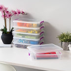 IRIS USA 6 Qt. Plastic Craft Storage Container Bins with Lids, 6 Pack, Small Art & Office Supply Organizer Tote, Sensory Bins & Boxes for Home & University, Stackable, Secure Latch Buckles, Clear - size: 6 Qt. - 6 Pack, style: STACK