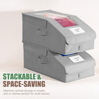 Hat Organizer for Baseball Caps, 4 Pack Stackable Hat Storage Boxes with Clear Window, Holds up to 56 Caps, Foldable Hat Organizer for Closet & Shelf, Grey