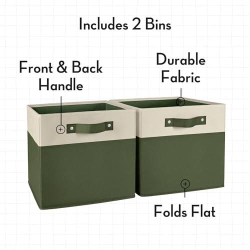 RiverRidge Kids storage bins - 10.5 Cube Storage Organizer with Handles – Olive Two-Tone closet organizers and storage for Toys, Shoes & More - Fits RiverRidge Cabinets - color: Olive