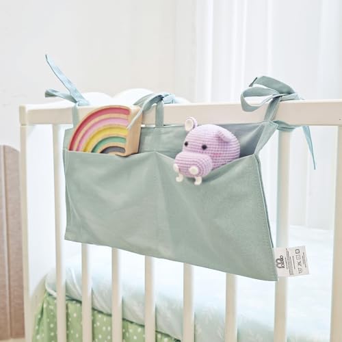 Baby Bedside Hanging Storage Bag - 2-Pocket Bedside Storage with High Capacity for Diapers & Essentials, Space-Saving Hanging Nursery Organizer 5 Colors Available (Blue) - color: Blue