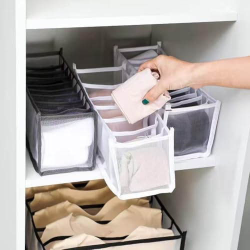 7-Grid Socks Organizer - Multifunctional Drawer Storage Solution for Home, Bedroom, Dorm, Storage Box, Sorter, Black - color: Black