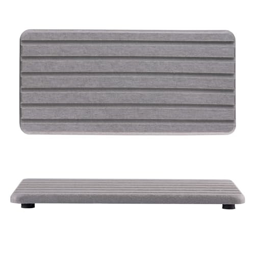 NiuYichee 2 PCS Water Absorbent diatomite Coasters, 8.3" x 4" Water Absorbing Stone Tray for Sink, Stone Drying mat for Kitchen Counter, Stone soap Tray Used for Hand Soaps & toiletries & Plants - color: Grey, size: 8.3 x 4 inches