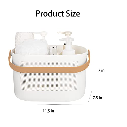 UUJOLY Plastic Storage Baskets with Handles, Shower Caddy Shelf Organizers Basket for Bathroom, Kitchen, Dorm Room, Yellow - color: Yellow, size: 1 Pack