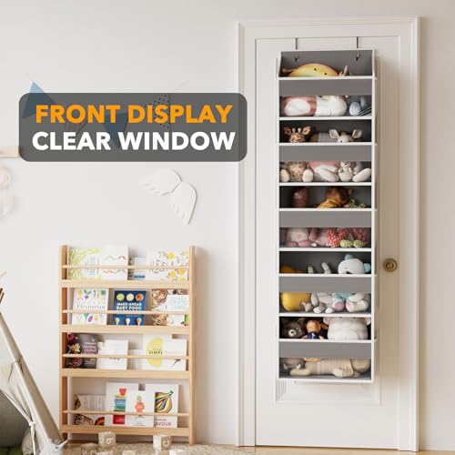 SpaceAid 2 Pack Over The Door Organizer with 5 Large Pockets and 10 Mesh Side Pockets, 5 Layers Door Organizer Hanging with Clear Window for Bedroom, Bathroom, Pantry and Nursery, Gray - color: Gray, size: 2 Pack
