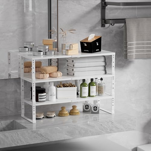 Expandable Spice Rack & Kitchen Cabinet Organizer - Stackable, Adjustable Shelves for Cabinets, Countertops, Cupboards & Pantries(1 Pack/Medium/White) - color: 1 Pack/White, size: Medium:7.8"D x 16.5"W x 6.2"H