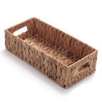 Toilet Paper Basket for Back of Toilet Water Hyacinth Long Narrow Wicker Bathroom Storage Basket with Built-in Handles 14.2 x 6.5 x 3.7 inch