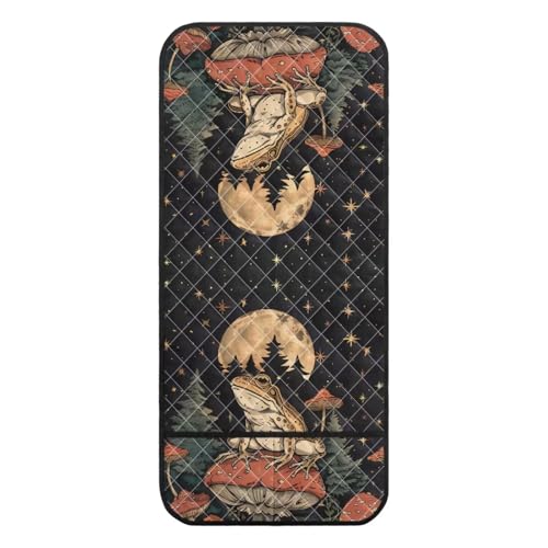Frog Mushroom Star Print Armrest Covers for Sofa with Pockets Polyester Armchair Slipcover for Couch Easy to Clean Armrest Protectors Non-Slip Remote Controls Holder - color: Frog Mushroom Star