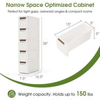 5 Drawers Narrow Storage Cabinet, Slim Bathroom Storage Cabinet, Plastic Rolling Cart Organizer for Small Spaces, Laundry, Office, Home, White - size: 5 Drawer