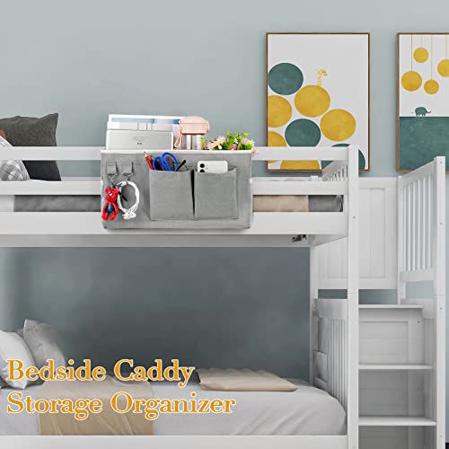 Bedside Storage Caddy/Bedside Hanging Storage Bag for Headboards Bunk Beds Dorm Rooms Book Phone Magazine Holder (2PC Grey) - color: 2PC Grey