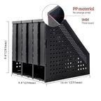 Marte Vanci Collapsible 3 Compartment Magazine Holder Desktop Organiser Adjustable Sturdy File Dividers Document Cabinet Rack Display (2 Pcs Black) - color: Black 3 Compartments (2 Pcs)
