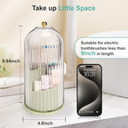 QIYVLOS Toothbrush Holders with Sliding Lid, Rotating 3 Slots Bathroom Organizer Countertop, Tooth Brush Toothpaste Holder Bathroom Counter Stand Sink Organizer Caddy for Makeup Brushes Holder (Green) - color: Green+transparent