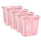 Sterilite 4-Pack Ultra Easy Carry Laundry Basket, Plastic Clothes Hamper Bin w/Comfort Grip Handles & Rim, 2.1 Bushel Capacity, Pink Frost - color: Pink Frost