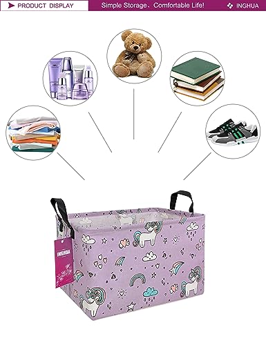 Rectangular Storage Basket Fabric Organizer Bin for Toys,Books,Clothes,Gifts,Pets-Perfect for Home,Office,Nursery,Dorm,Shelf(Rec-Unicorn) - color: Rec-Unicorn