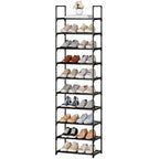 10-Tier Large Shoe Rack,20-25 Pairs Sturdy Shoe Shelf Storage Organizer,Tall Shoe Stand for Entryway, Hallway and Closet(Black) - size: 10-Tier(Black)