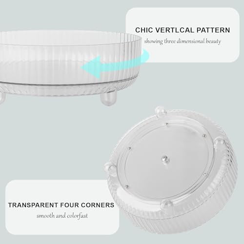 360 Rotating Makeup Organizer Perfume Tray Skincare Holder Spinning Cosmetic Storage Bathroom Countertop Organizer Lazy Susan Turntable for Dresser, Vanity, Kitchen, Small Clear - color: Clear, size: 9"
