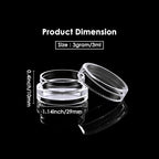 50 Pack 3 Gram Sample Containers with Transparent Lids, Small Plastic Cosmetic Jars, Makeup Travel Container Jar for Cream, Bead, Eye Shadow, Lotions, Powders, Lip Gloss with Labels Spatulas - color: Clear Lid, size: 0.1 Ounce