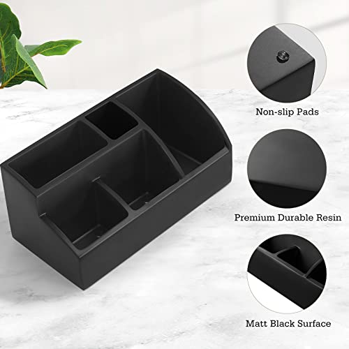 Luxspire Bathroom Counter Organizer, Toothbrush Holder for Bathroom 5 Slot, Large Bathroom Countertop Organizer Storage Marble Bathroom Accessories for Toothbrush Toothpaste, Matte Black - color: Matte Black, size: 5 Slots