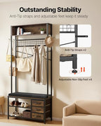 VEVOR Hall Tree with Bench and Shoe Storage, Entryway Bench with Coat Rack, 3 Drawers, 3 Storage Cubbies, 7 Hooks with Soft Cushion for Entryway, Hallway - size: 70.9" * 31.5"
