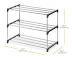 Whitmor 3-Tier Shoe Rack - Small Space Solution - Store up to 6 Pairs of Shoes - Organize Shoes & Accessories - Chrome & Black - size: 3-Tier