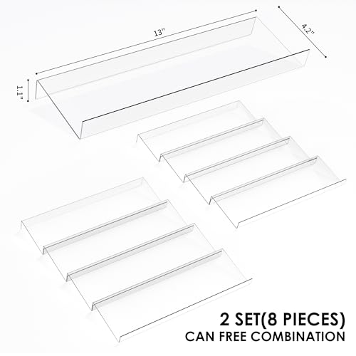Jadehom Spice Drawer Organizer, 4 Tier Clear Acrylic Expandable From 13" to 26" Seasoning Jars Drawer Insert, Kitchen Drawer Spice Rack Tray for Cabinet/Countertop - size: 8 Pcs x 13 inch Width
