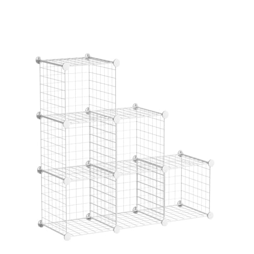 C&AHOME Wire Cube Storage, 6 - Cube Organizer Metal C Grids, Modular Shelves Units, Storage Bins Shelving, Closet Organizer, Ideal for Home, Office, Living Room, 36.6”L x 12.4”W x 36.6”H White - color: White, size: 6 Cube