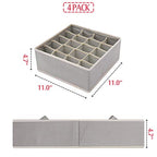 DIOMMELL Set of 4 Foldable Cloth Storage Box Closet Dresser Drawer Organizer Fabric Baskets Bins Containers Divider for Clothes Underwear Socks Lingerie Clothing, Grey 40-0000 - color: Light Grey