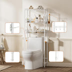 Golpart 3-Tier Over-The-Toilet Storage Shelf,Heavy-Duty Adjustable Bathroom Rack with 2 Mesh Baskets,Toilet Paper Holder & Hooks,Space-Saving Organizer for Bathroom,10”D x 24”W x 66”H,White - size: White with Baskets-10"D x 24"W x 66"H