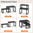 HOOBRO Cabinet Organizer Shelf, Set of 2 Kitchen Counter Shelves, Expandable Kitchen Storage, Stackable Bamboo Spice Rack, for Kitchen, Countertop, Office Desk, Living Room, Black BK20TL01 - color: Black