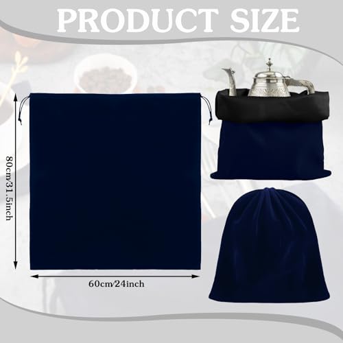Ferraycle Silver Storage Bags Oversized 24 x 32 Inch Zipper Anti Tarnish Cloth Bag for Silver Storage, Tray, Jewelry, Flatware, Vase, Polishing,Tarnish Cleaning(Navy) - color: Navy