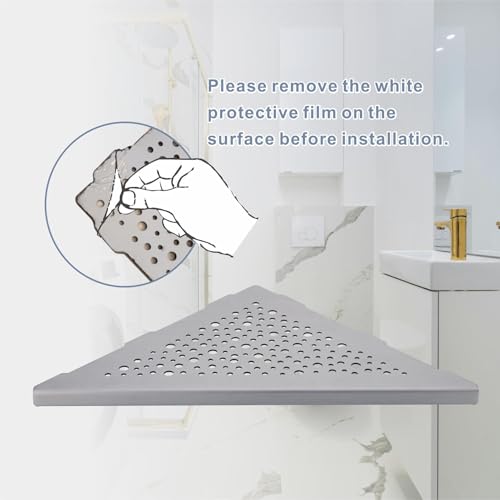 HIDROP Brushed Nickel Corner Shower Shelf 10 Triangular Corner Shelf Stainless Steel Bathroom Shelf for Tiled Wall, 2 Pack Shower Corner Shelf, No Drilling - color: Brushed Nickel