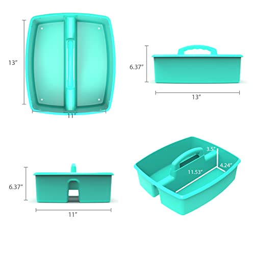 Storex 2-Compartment Large Craft Caddy – Multipurpose Classroom Organizer with Handle, Teal, 1-Pack (00959C06C) - color: Teal, size: 1-Pack, style: Large