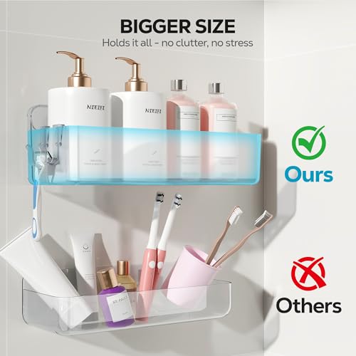 Nieifi Adhesive Wall Shelf, Shower Shelves 5 Pack with Soap Holder, Shower Organizer for Bathroom Organization, Clear - color: A-Clear, size: 5 pieces