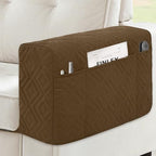 MEHIDFY Sofa Arm Cover, Waterproof Couch Armrest Protector, Anti-Slip Sofa Cover, Remote Holder for Armchair, Recliner Caddy with 3 Pockets for TV Remote, Phone, Pad, Pen, Book(Brown 2pcs) - color: Brown