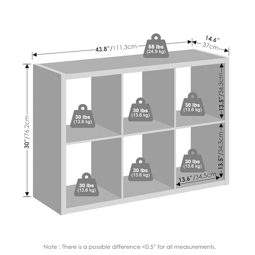 Furinno Cubic Closet Organizers and Storage, 6-Cube Closet Organizer, Open Shelf Closet Storage, Extra Thick Frame for Wardrobe, Bedroom, Living Room, White - color: White, size: 6-Cube