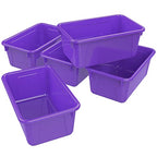 Storex Small Cubby Bins – Plastic Storage Containers for Classroom, 12.2 x 7.8 x 5.1 inches, Purple, 5-Pack (62419U05C) - color: Purple, style: Bin Only