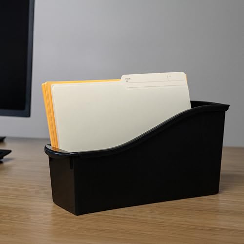 Storex Large Book Bin - Interlocking Plastic Organizer for Home, Office, and Work Space - Black, 6-Pack (70109E06C) - color: Black, size: 6-Pack