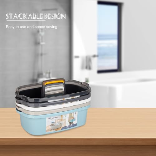 Large Cleaning Supplies Caddy Portable Shower Basket Supply Organizer with Handle Plastic Bucket Tool Storage for Bathroom, Bedroom, Kitchen, College Dorm, Garden, Clear Grey - color: Clear Grey, size: Large, 1pc