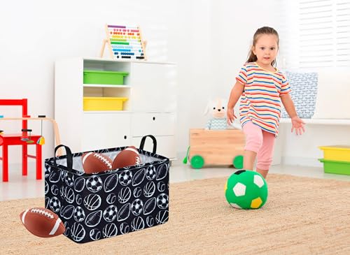 MAIZMZ Kids Hamper Storage Bins Organizer Toy Box Laundry Basket Large Canvas Collapsible Chest for Home/Dorm/Kitchen/Pet/Office/Closet/Shelf/Gift Baskets - color: Black balls