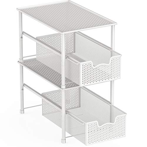 Simple Houseware Stackable Under Sink Cabinet Sliding Basket Organizer Drawer, White - color: White