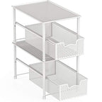 Simple Houseware Stackable Under Sink Cabinet Sliding Basket Organizer Drawer, White - color: White