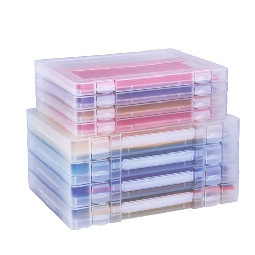 8 Pack Paper Storage Boxes, 8.5 x 11 Plastic Portable Project Case for US letter Size and A4 paper, Plastic Multi-Purpose Thick Scrapbook Storage Box for Office,Craft or Art Supplies - size: 13.9"L x10.6"w x1.6"H+12.5"L x9.5"W x 1"H