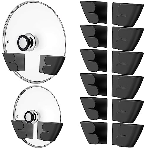 Niceyos Universal Adjustable Pot Lid Organizer for Cabinet - Upgraded Patented Set of 8 Pan Lids Organizers Inside Cabinet Door Wall Mount Pots Top Holder for Kitchen Cupboard, Fits 6" to 14" (Black) - color: 8Sets-Black